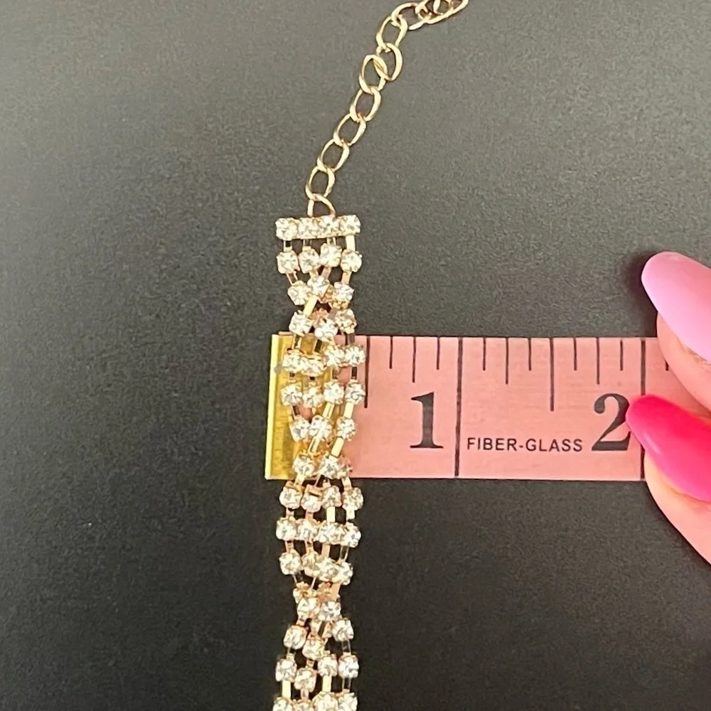 Crystal Geometric Link Chain Bracelet